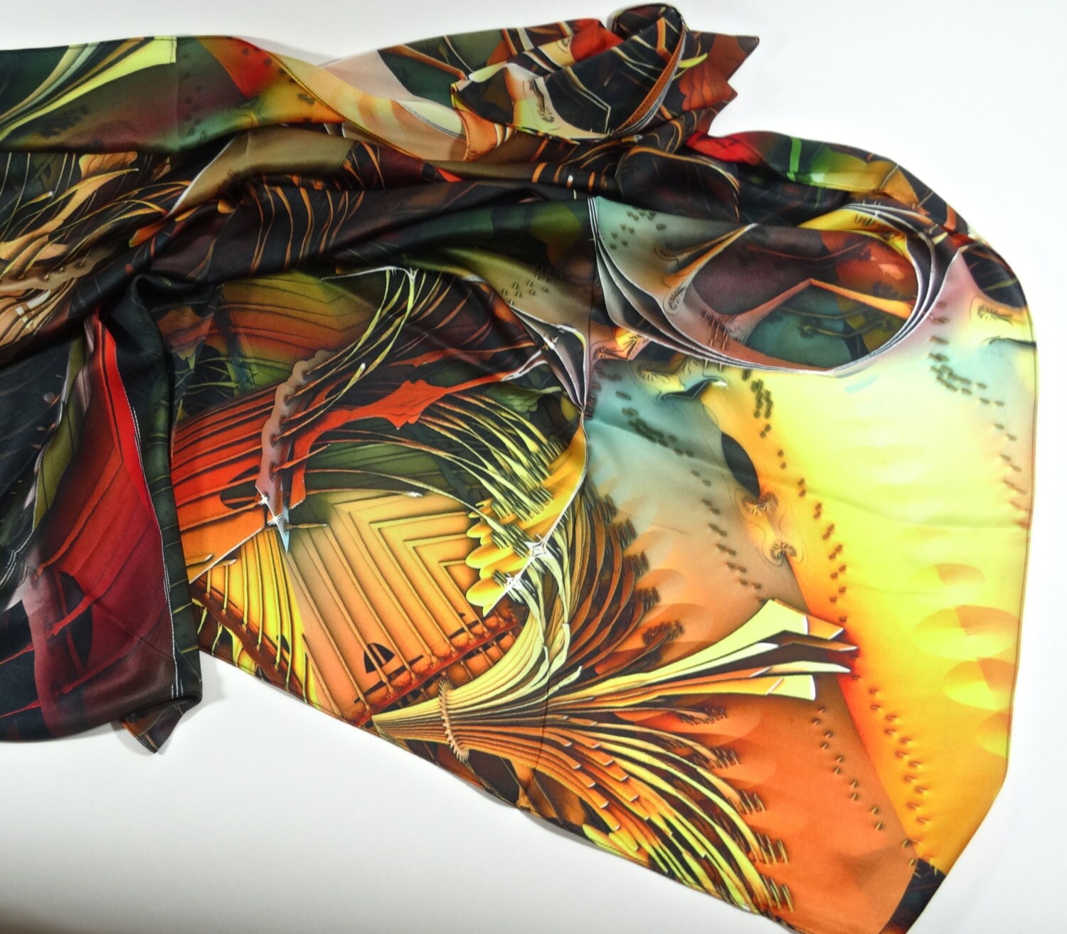 Large Rectangular Silk Satin Scarf Interlaced