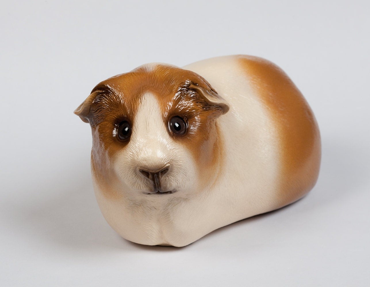 Life Size Lifelike Guinea Pig Sculpture Tan and White
