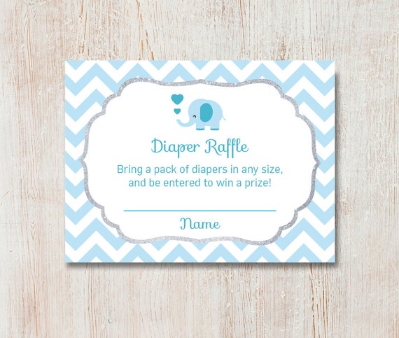 diaper raffle ticket boy elephant grey blue by