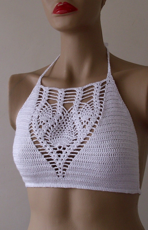 Crochet Top White Bustier Women Swimwear Top Women