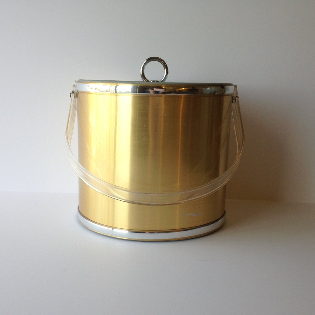 Ice Bucket Briard Gold Metallic with Silver Trim Ice
