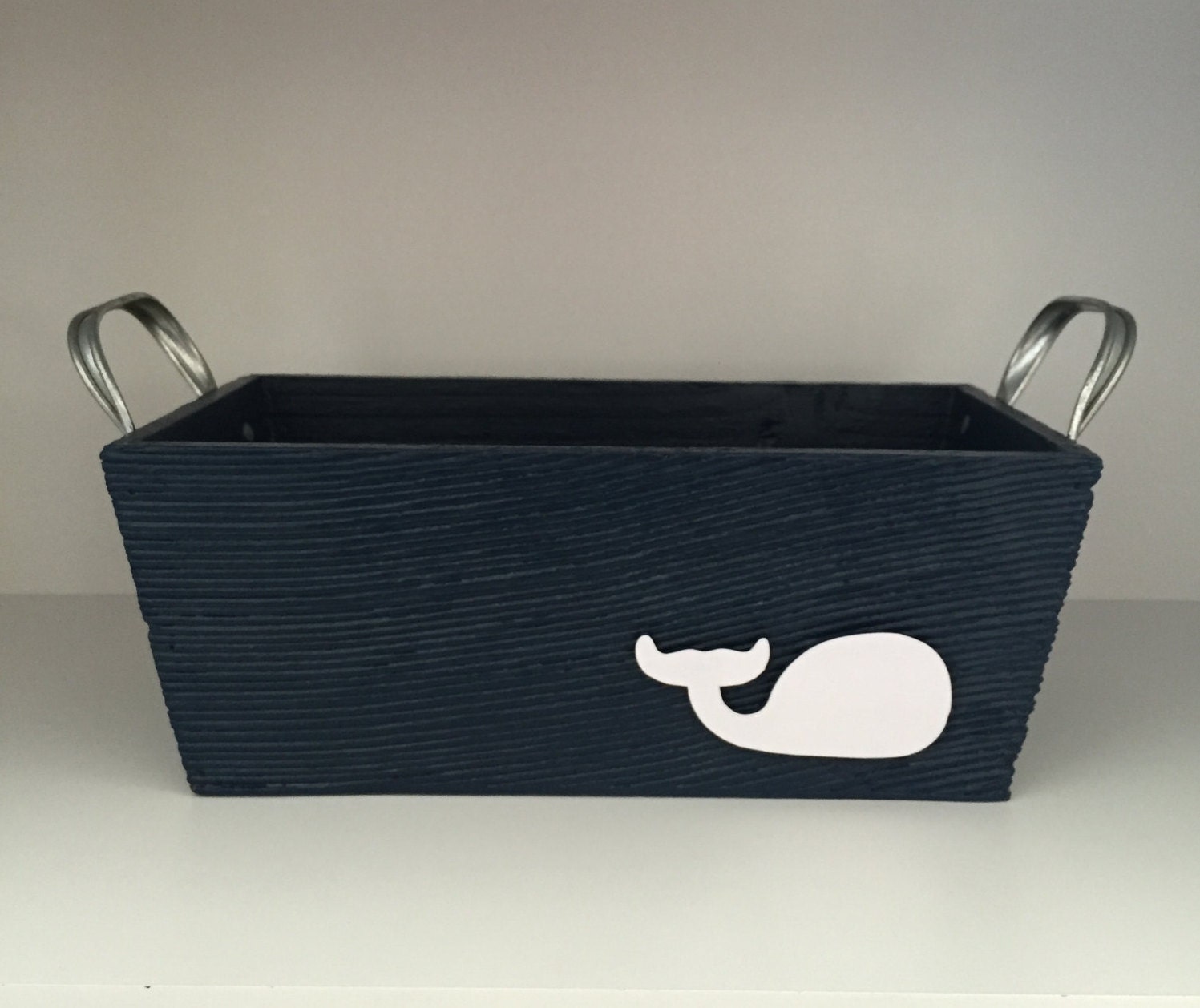 Nautical Storage Navy Whale Bin Nautical by EthelsGranddaughter