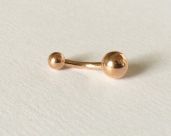 Rose Gold Curved Barbell(8mm 5/16", 10mm 3/8" Bar) Ear, Navel Piercing 14, 16 Gauge (BPC-6),Belly Ring, Body Jewelry, 316L Surgical Steel