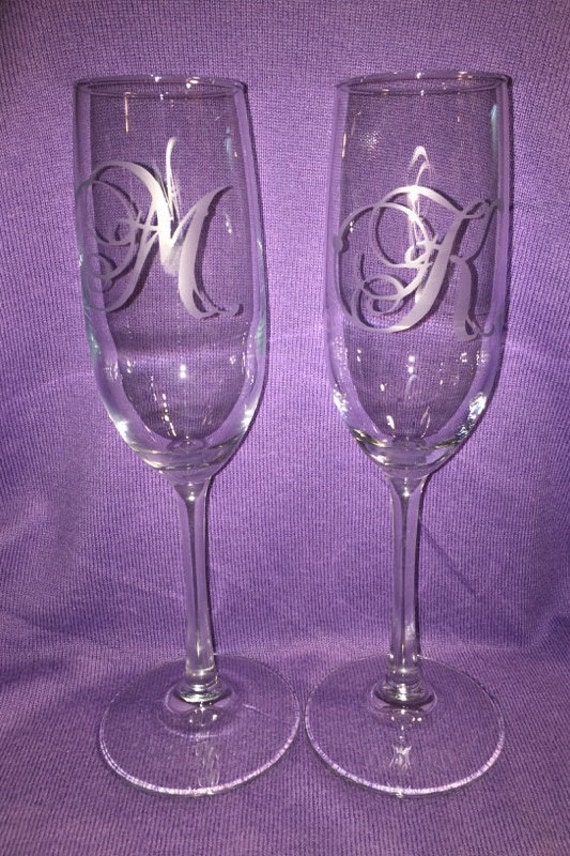 Champagne Flutes with Initials First by