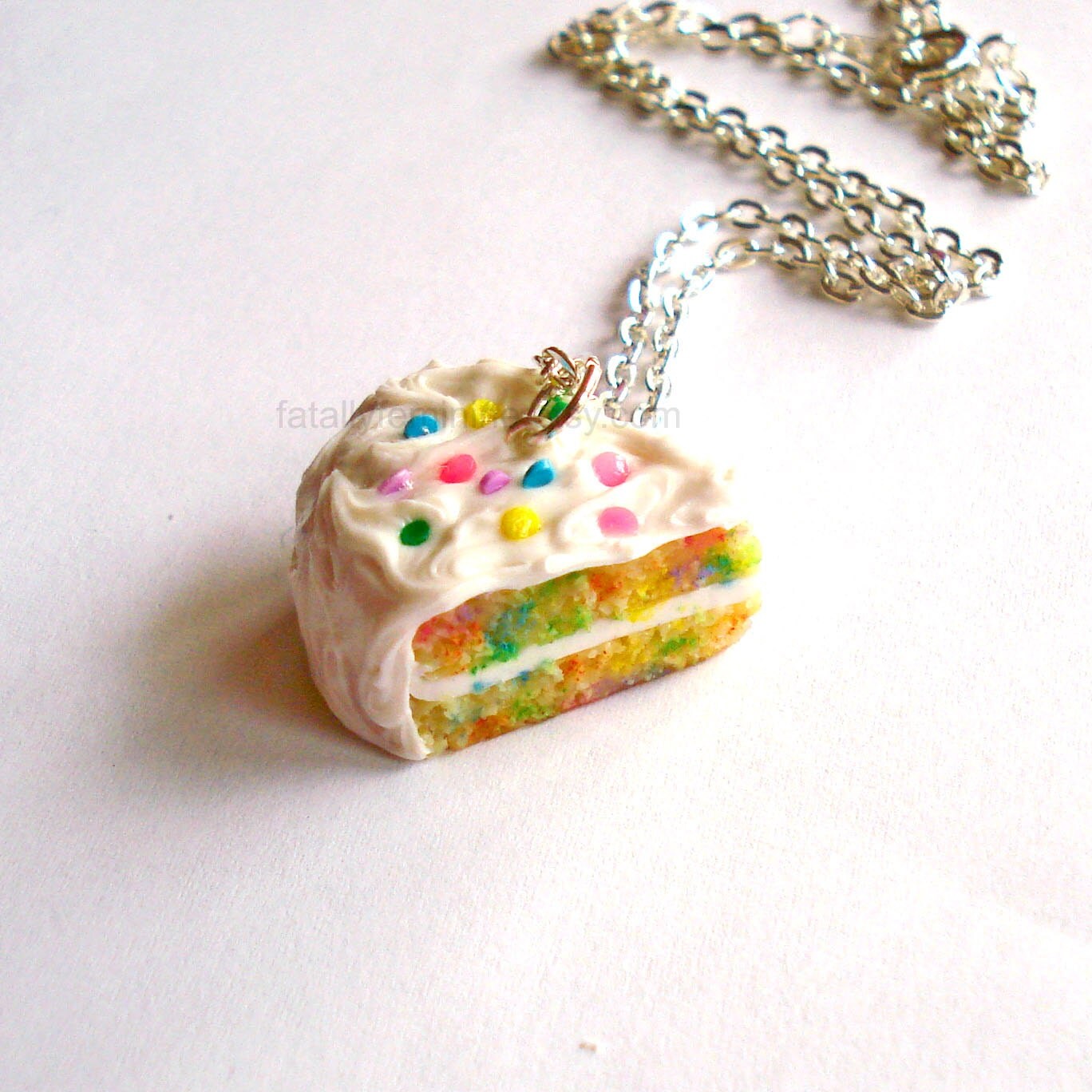 Confetti Cake Necklace Birthday Cake Slice Charm Necklace