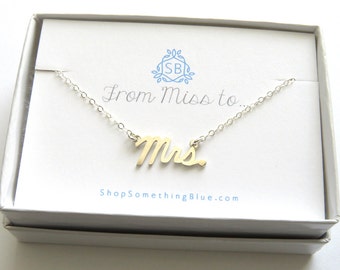 Mrs. Script Necklace • Cursive Mrs Word Jewelry • New Bride • Bridal Shower Gift • Honeymoon Gift • Just Married Word Necklace Sentiment