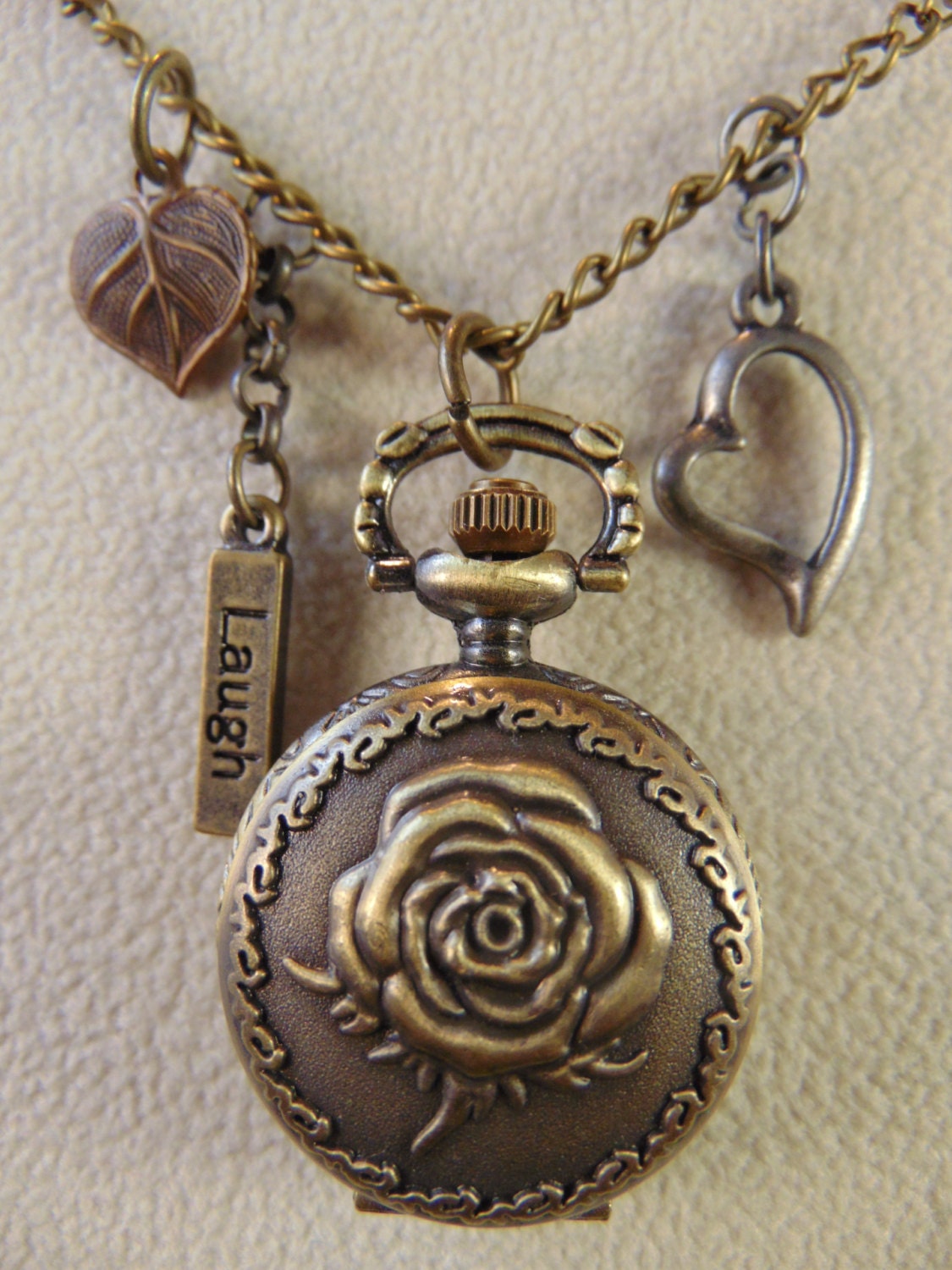 Vintage Rose Pocket Watch Necklaces