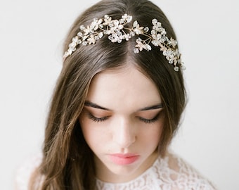 Crystal Headpiece, Gold Wedding Halo, Wedding Halo, Bridal Halo, Wedding Headpiece, Bridal Headpiece, Jewelled Halo-Delphine
