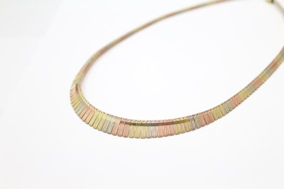 14K Massiv Tri Gelb Rose Weiß Gold 3Mm Valentino Kette Damen Halskette