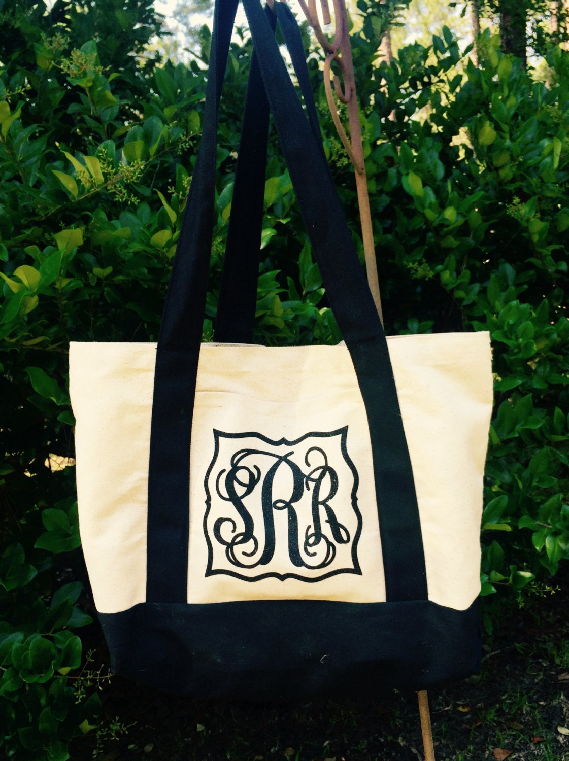 Monogrammed Canvas Tote Bag - Monogram tote bag, Boat tote, Bridesmaid ...