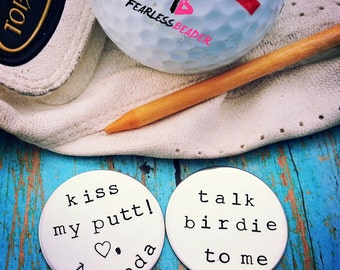 Custom Golf Ball Markers, Fathers Day Gift, Handstamped Golf Ball Markers, Gift for Golfers, Golf Ball Marker, Golf Gift, Gift for Dad