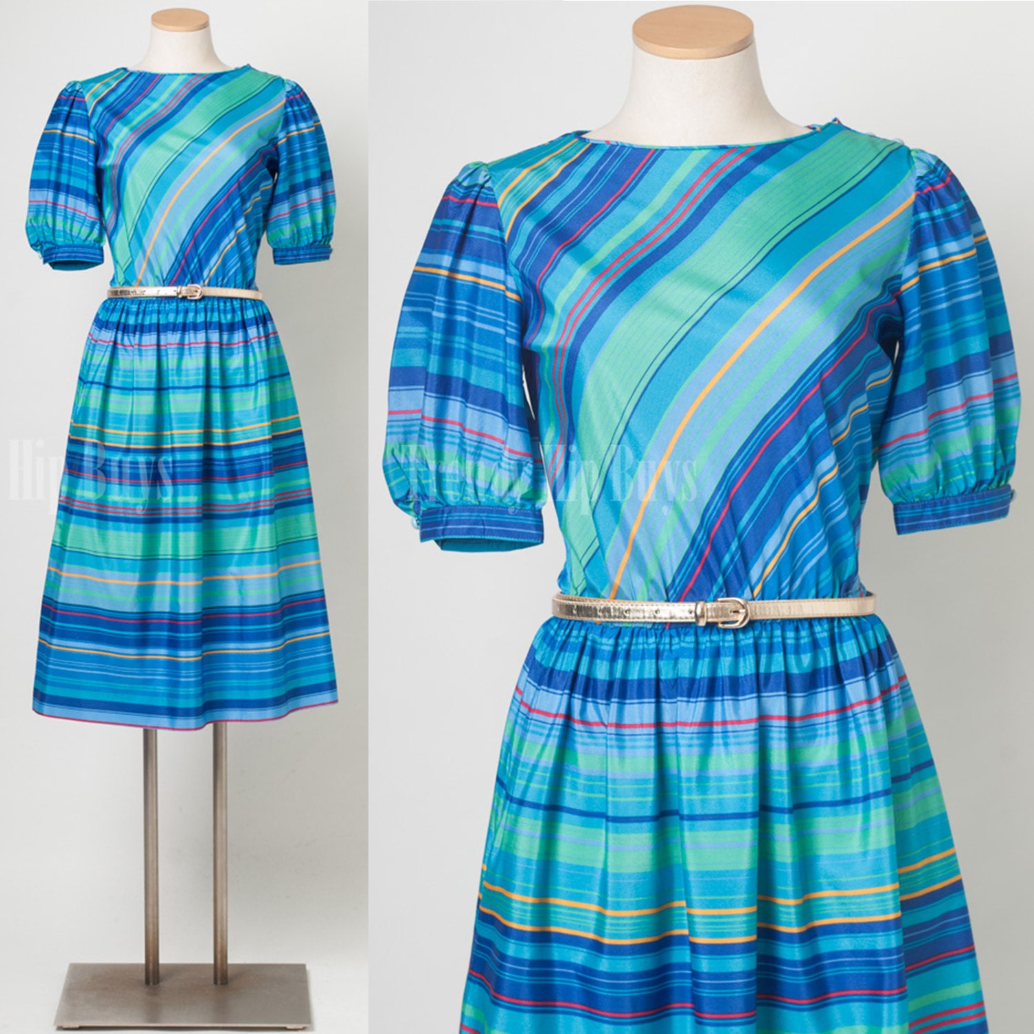 80’s Blue Stretchy T-Shirt Dress by Arden B.