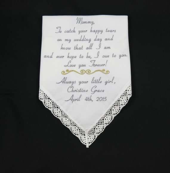 Wedding Gifts for Mother of the Bride Embroidered Handkerchiefs ...