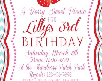 STRAWBERRY SHORTCAKE PICNIC Invite - Front and Back designs included!