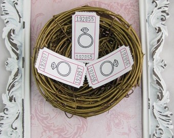 Diamond Ring Tickets, Bridal Shower Games, Scrapbook Embellishments, Shabby Chic Favors, Engagement Party, She Said Yes, Bling - Set of 25