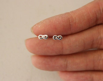 Gold or rose gold, Sterling Silver infinity Stud Earrings, sister gift, Gift for Girlfriend, tiny stud earrings silver earrings tiny studs