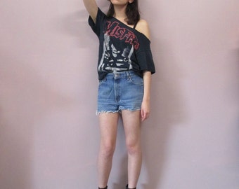 Levi High Waisted Cutoff Jean Shorts//vintage Levis 550 high waist faded denim shorts hippie 90s grunge baggy/waist 27 28 29