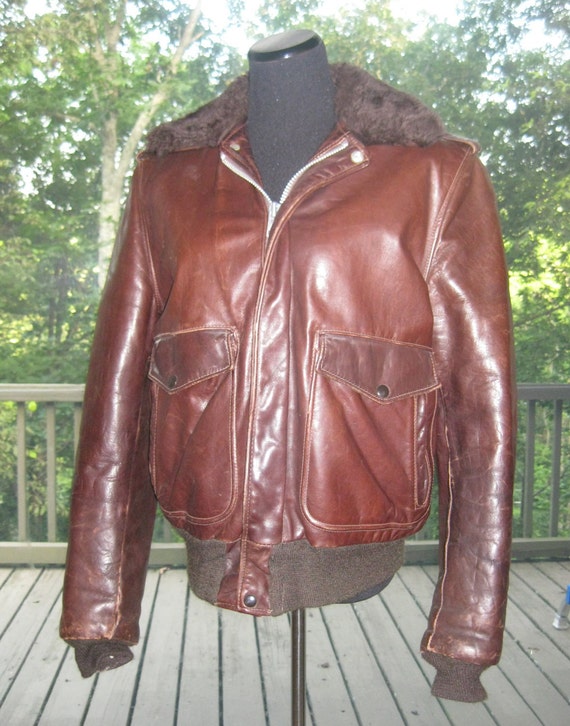 70s Schott Leather Coat Vintage Brown Leather by WellWornWardrobe