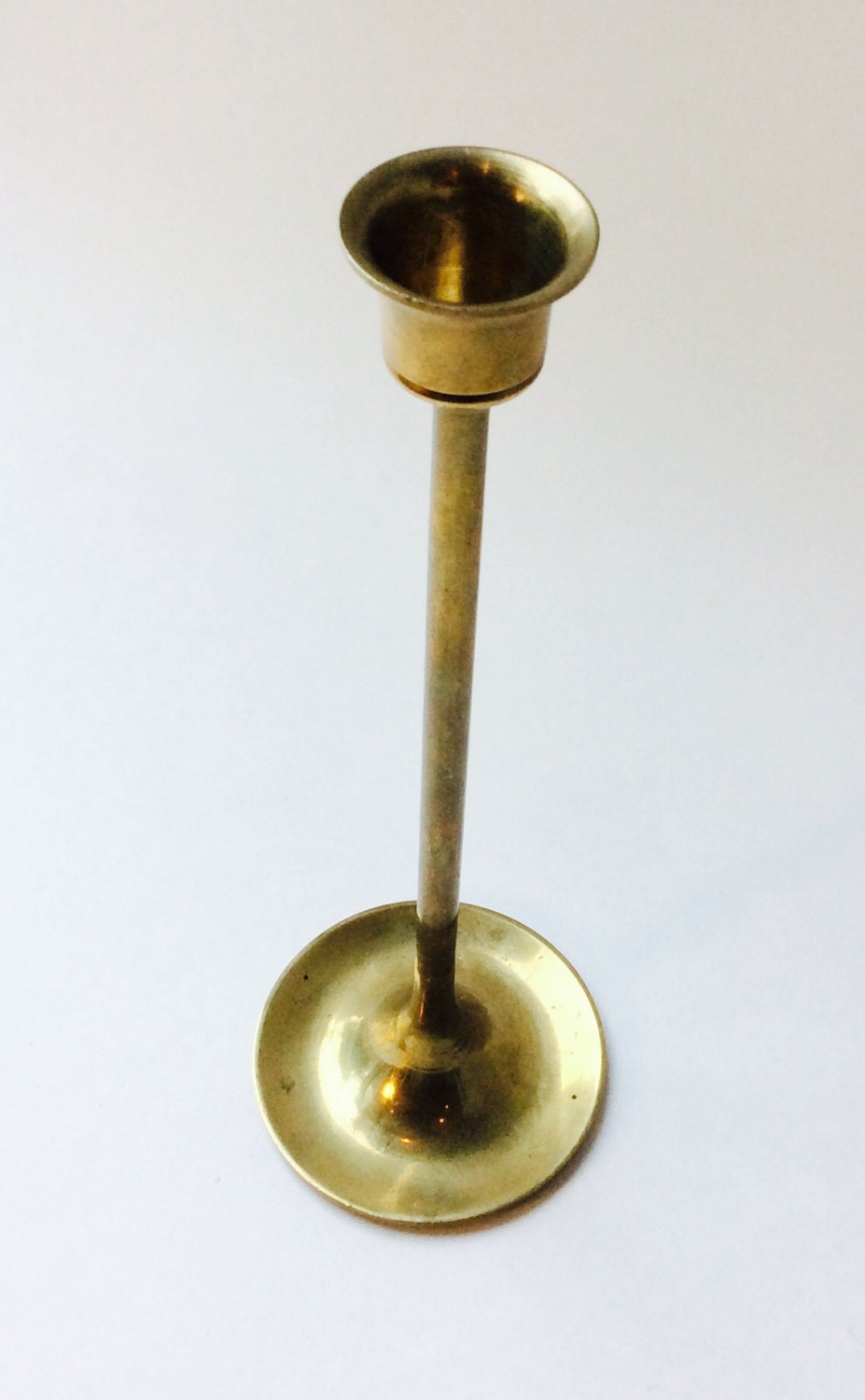 Vintage Brass Tapered Candle Holder Single Tall Slim Nicely