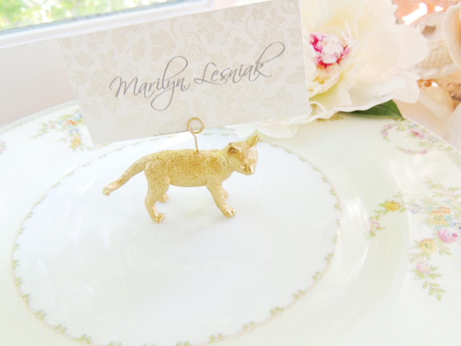 Gold Silver Animal Place Card Holder Wedding Assorted Cats