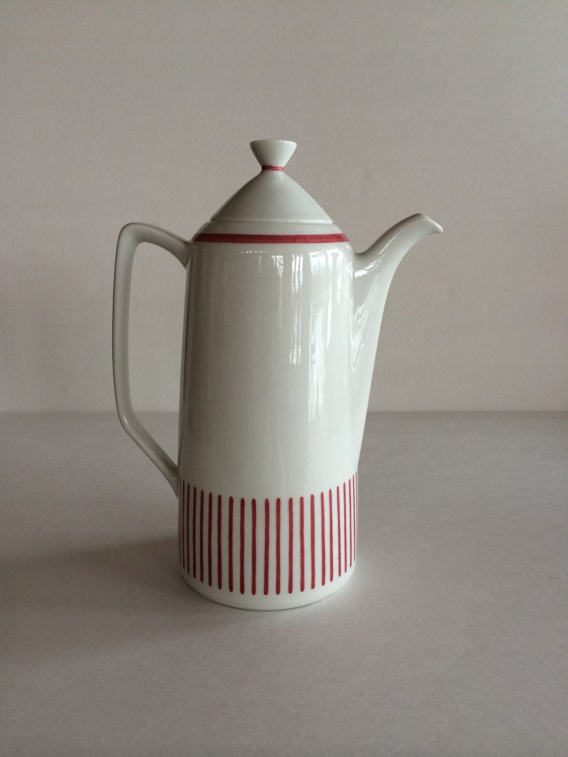 Rorstrand Sweden  Kadett Red Stripe Swedish Teapot Coffee Pot