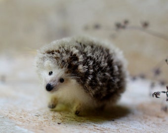 Hedgehog stuffed animal sculpture OOAK art doll plush toy fluffy fuzzy furry collectible animals artist hedgehog figurine handmade