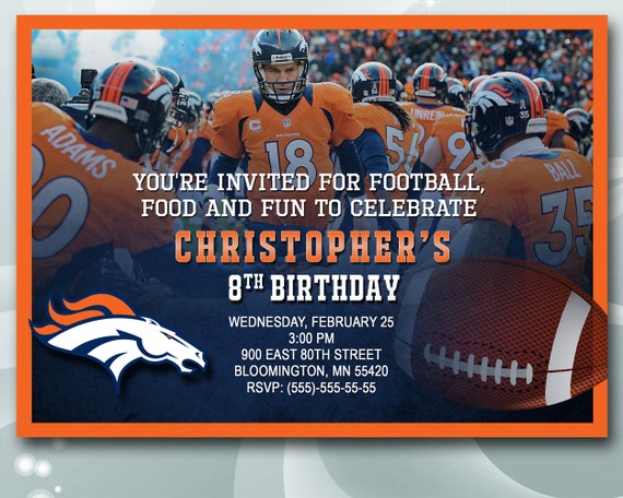 Denver Broncos Football Invitation NFL sport by diartimage on Etsy