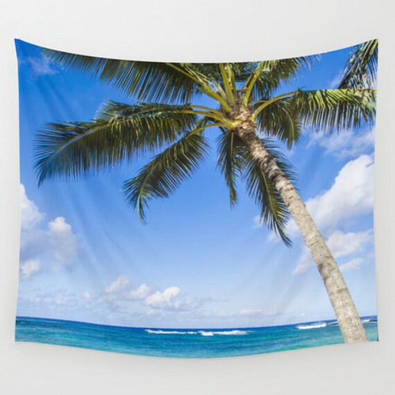Palm Wall Tapestry Palm tree ocean wall tapestry by Beachlovedecor