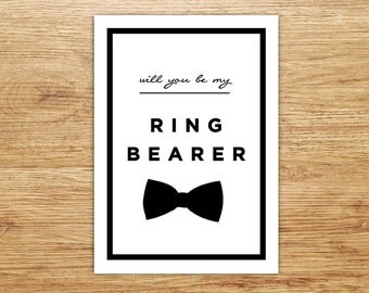 Ring Bearer Card, Will You Be My Ring Bearer, Wedding Party Invitation, Junior Groomsman, DIGITAL, Bowtie, Nephew, Modern, Page Boy, DIY