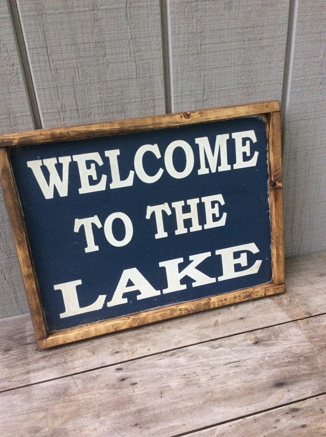 welcome to the lake outdoor sign