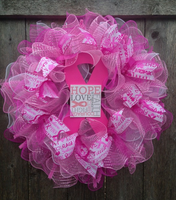 Custom Order for Nicole Breast Cancer Awareness Wreath Hope