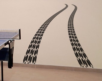 Curved Tire Tracks Car Skidding Wall Decal ~ Item 0329