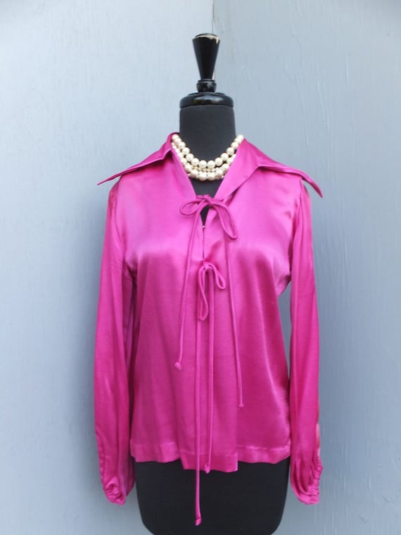 1970s Fuschia Satin Blouse / Styled by Mardi Modes New York