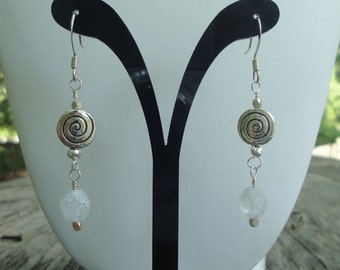 Silver Earrings With Powder Blue Faceted Drop