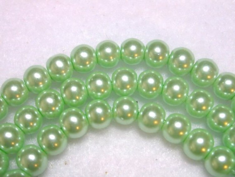 Mint Green Pearls 8mm Glass Pearls Green Round by CactusWrenBeads