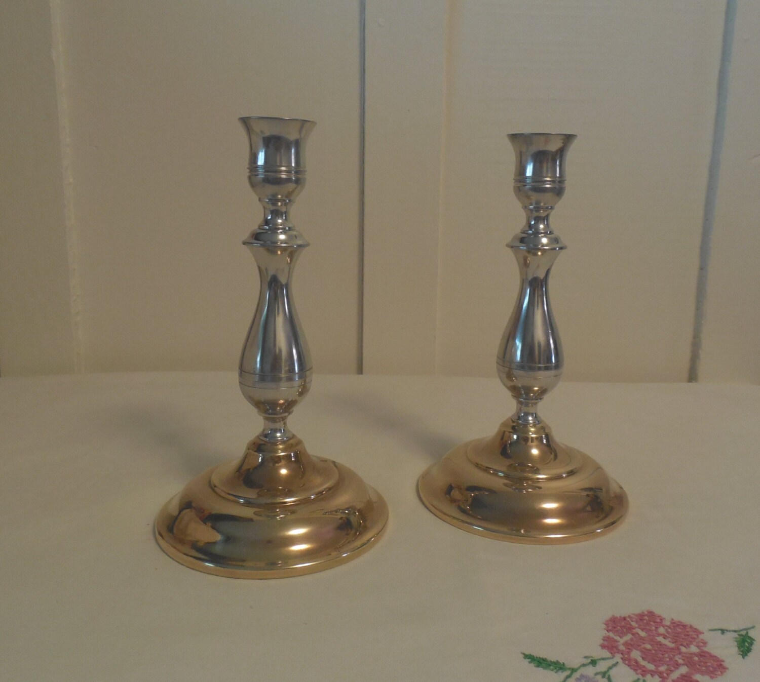 Kirk Stieff Pewter Candlestick Holders 7 3/4 by ShellyisVintage