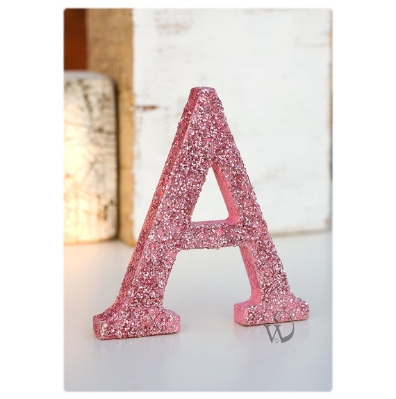 glitter letter a pink glitter initial by wondermentbyannia