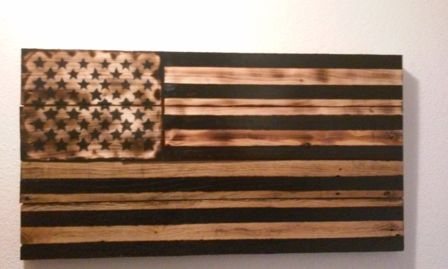 wood burned rustic american flag by WoodWorksbyWes on Etsy