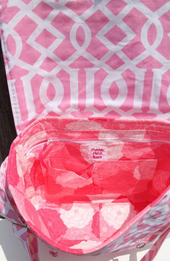 Custom Made Quilted and Embroidered Fabric Messenger Bag