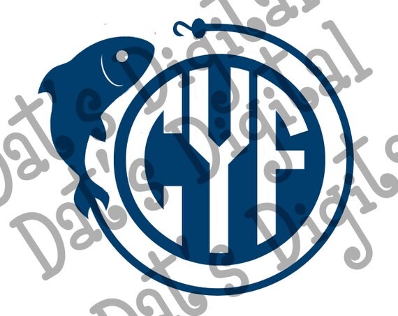 Fish with hook monogram Cutting or Printing Digital File SVG
