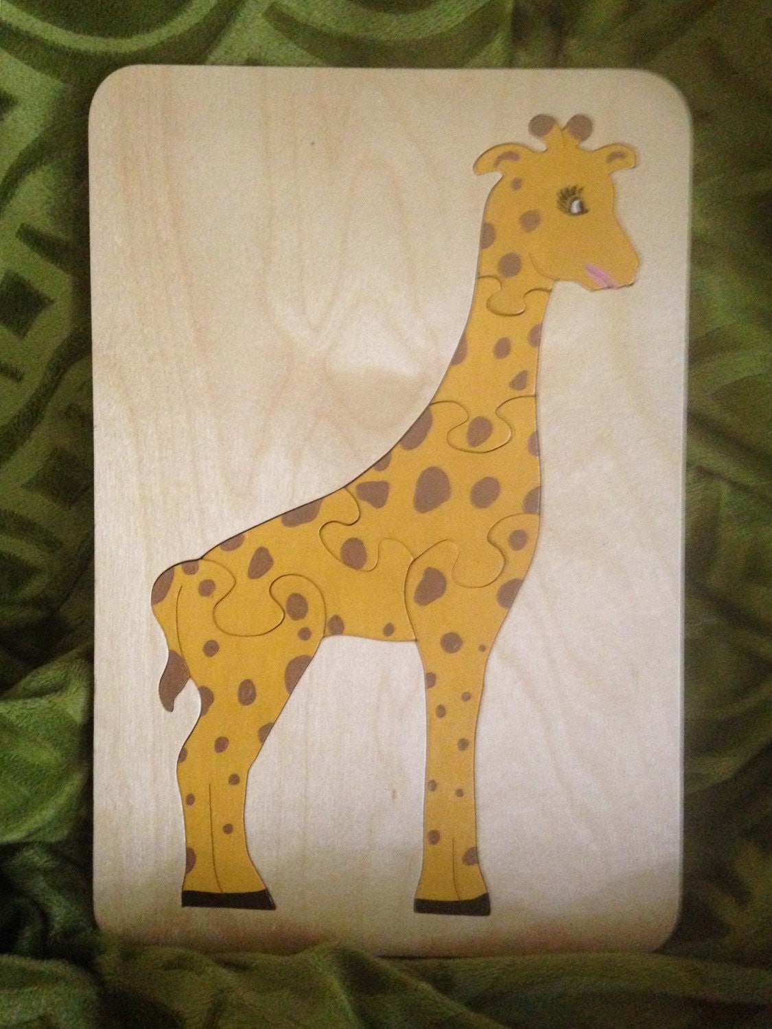 Friendly Giraffe wooden toddler puzzle by on Etsy