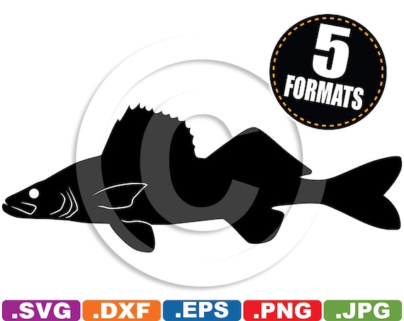 Walleye Pike Fish Clip Art Image svg & dxf cutting files for