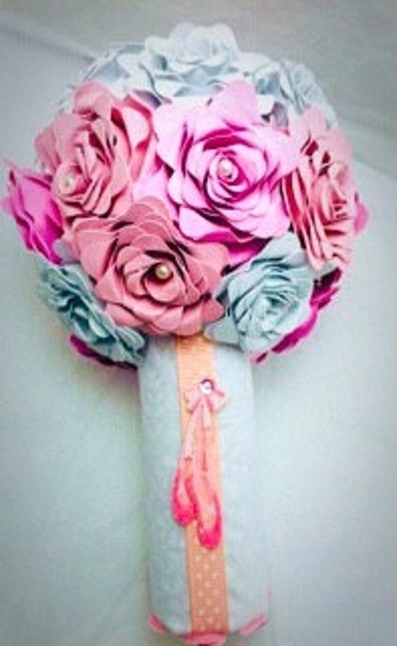 Dance Recital Gift paper flower bouquet pink by OneFlowerAtATime