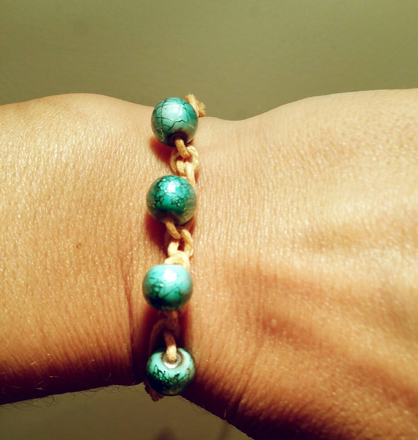 Handmade Crochet Wax Cotton Cord Bracelet by AFeatherandButterfly