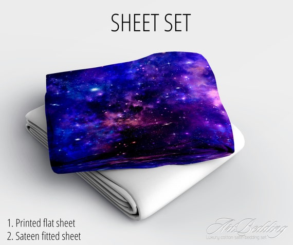 Galaxy print 4 peace sheet set full / queen organic by ...