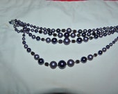 VINTAGE Four-strand NECKLACE In Purple and Matching Earrings