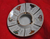 JAPANESE Circular and Deep ASHTRAY Trimmed in Gold w/Characters Purchased in Japan Vintage
