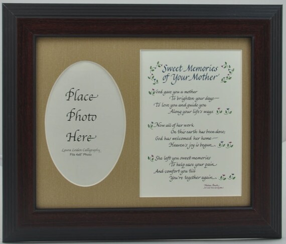 Sweet Memories of Your Mother Poem Picture Frame sympathy