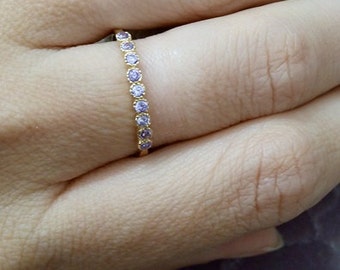 SALE! Amethyst Ring,February Stacking Ring,Thin TIny Ring,Gold Ring,Bezel Set, Purple Ring, Simple Ring