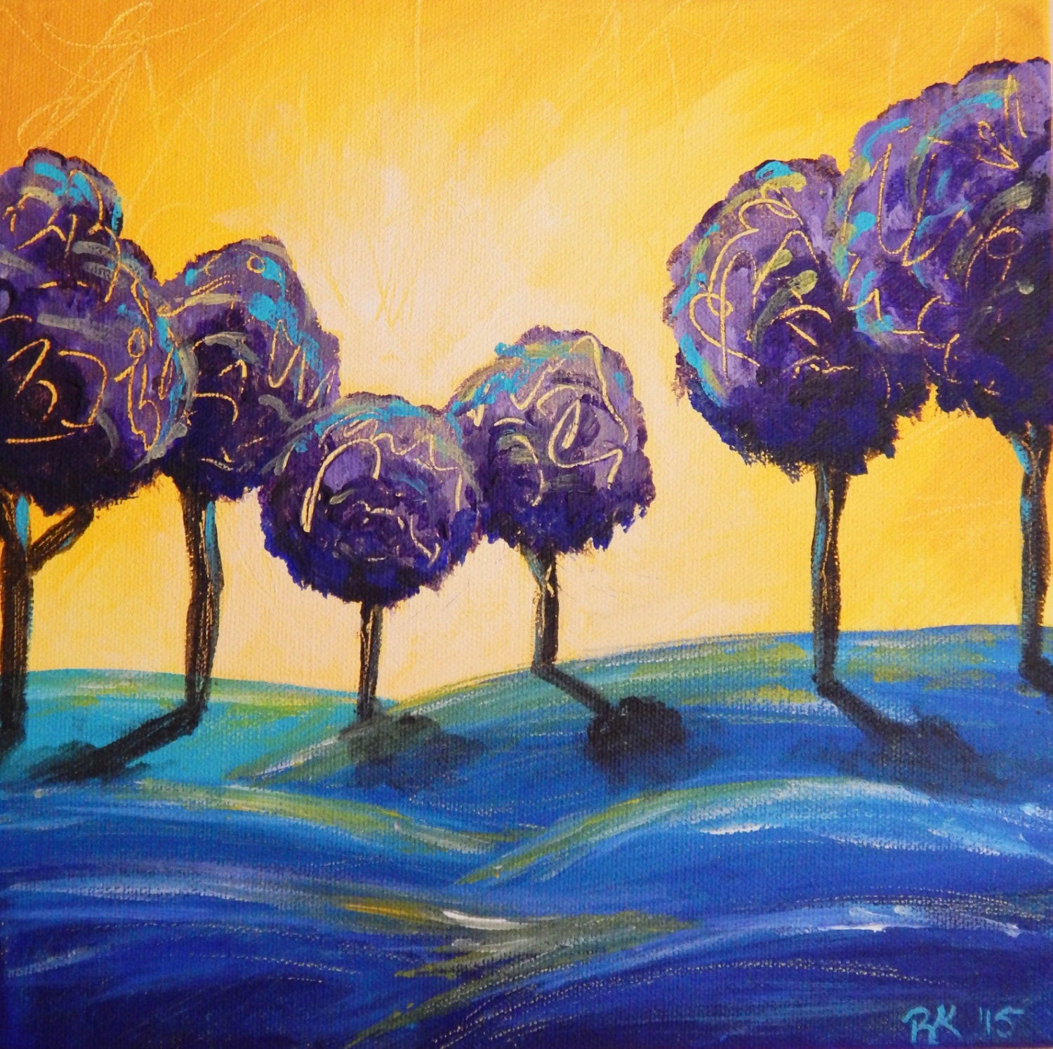 Abstract Purple Tree Canvas Painting by RjkArt4U on Etsy